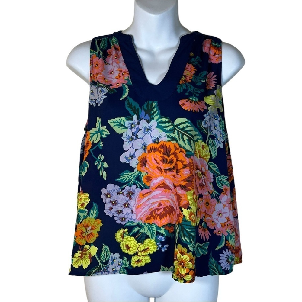 Maeve by Anthropologie blue floral tank top size 4